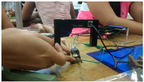 Montaje para la medición de la velocidad angular de un motor eléctrico.