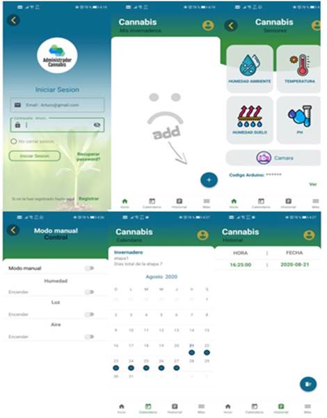 Interfaces of the app