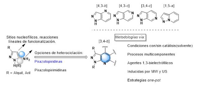 Estructuras de pirazolopiridinas fusionadas a partir de 5-aminopirazoles