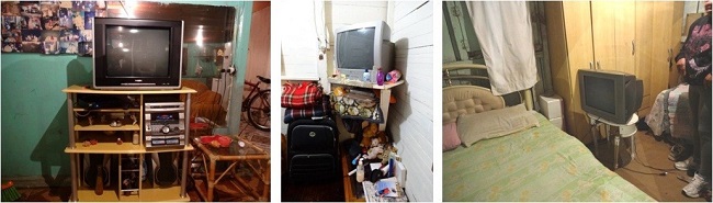 Disposição dos televisores nas casas do quilombo.