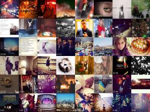 Figure 7. Montage d’images. Détail de la figure 6. Chaque
bande montre toutes les photos partagées dans un espace de temps assez réduit
entre la nuit et le matin du 18 février.