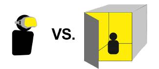 Interfaces de RV imersiva em HMD (óculos) e
CAVE (sala cúbica)