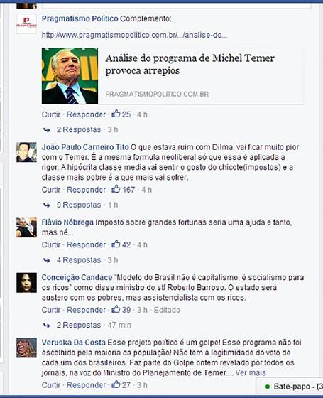 Imagem 2: Coment�rios da p�gina Pragmatismo Pol�tico