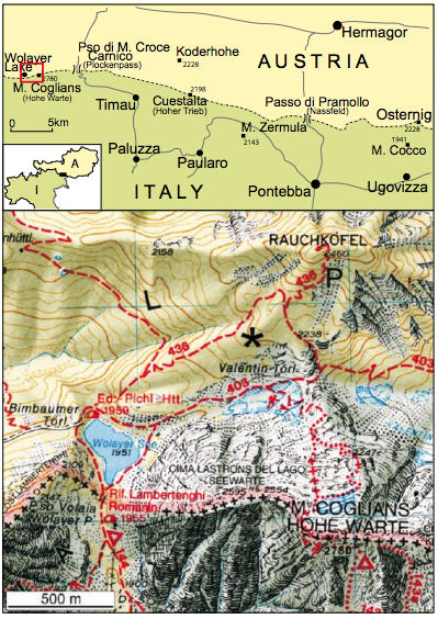 Location map of the Rauchkofel Boden Section.