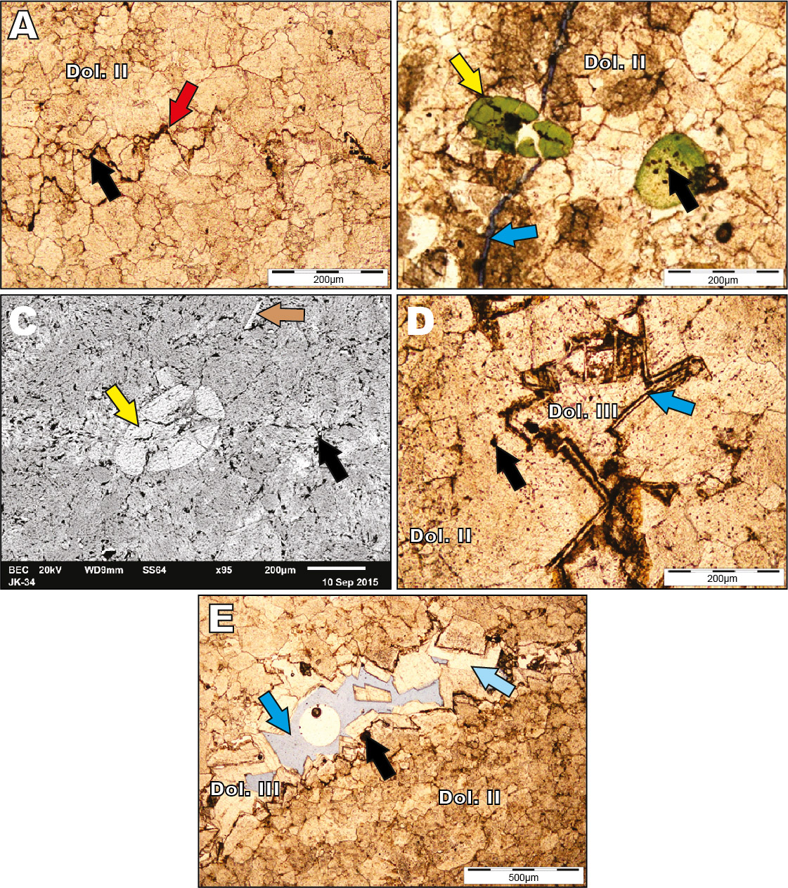 Photomicrographs showing the petrographic characteristics of the Jutana Formation