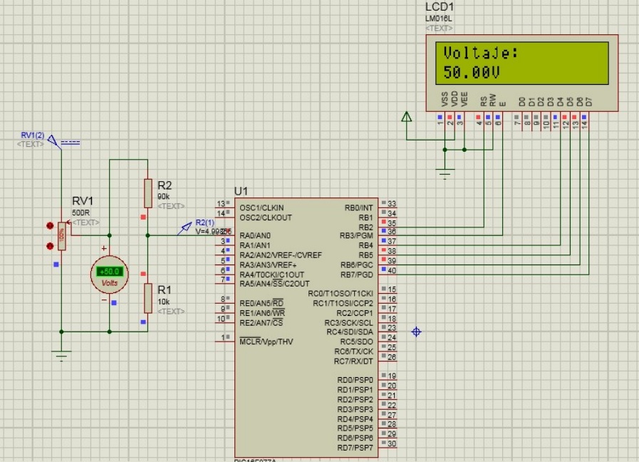 Simulaci&oacute;n del divisor de tensi&oacute;n.