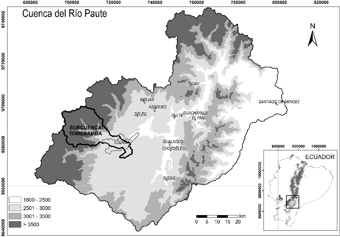 Ubicación de la subcuenca del río Tomebamba.