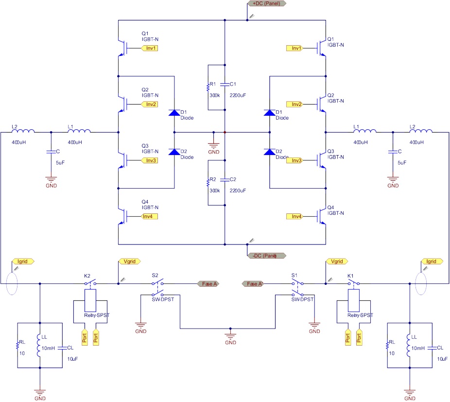 Circuito esquemático de las 2 ramas del inversor.