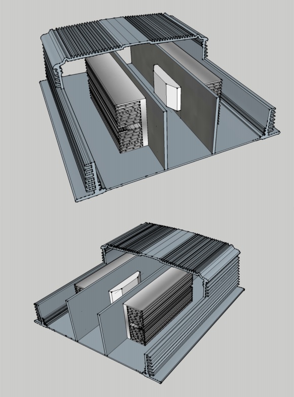 Disipadores y módulos IGBT dentro del gabinete de
aluminio elegido.