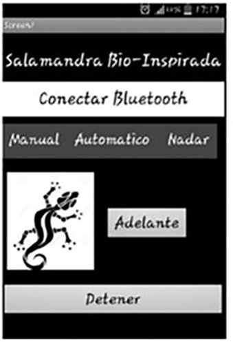 Interfaz de teleoperaci&oacute;n del robot. Antes de iniciar es necesario que el usuario se conecte al robot por medio de bluetooth.