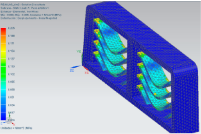 Grfica de desplazamiento nodal de rejillas de aire acondicionado.