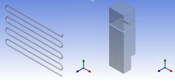 Figura 5. Geometr&iacute;a del volumen de control para simulaci&oacute;n. a) Refrigerante en el evaporador. b) Aire dentro del refrigerador
