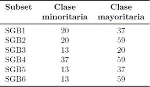 Tabla 3. Subsets obtenidos con la t&eacute;cnica OVO.