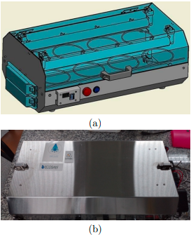 DELUX. (a) prototipo, (b) dispositivo