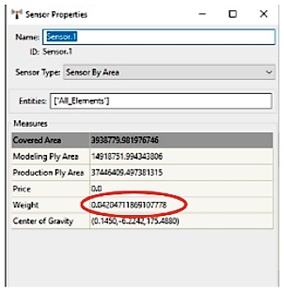Peso preliminar del monocasco obtenido de ANSYSACP [15]