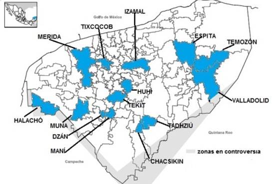 Municipios visitados en Yucat&aacute;n, M&eacute;xico