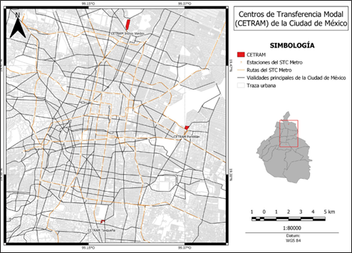 Ubicación de los Centros de Transferencia Modal bajo estudio