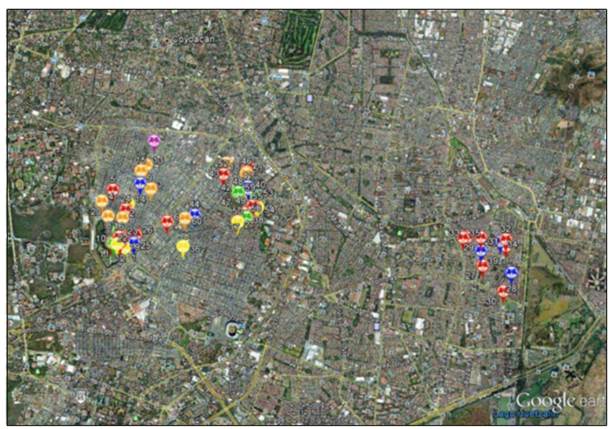 Cartograf&iacute;a colaborativa con 60 puntos en Coyoac&aacute;n, Ciudad de M&eacute;xico