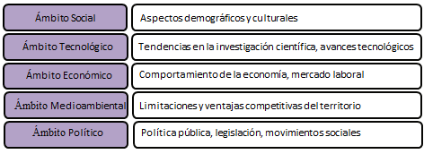Aspectos relevantes del esquema STEEP para la universidad