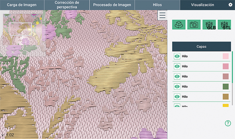 The virtual loom integrates different historical weaving techniques to create 3D models at the yarn level.