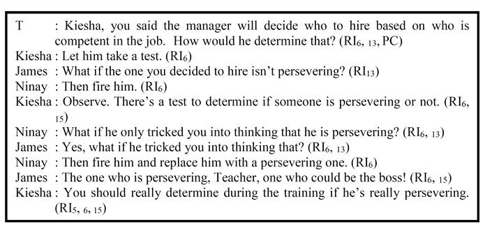 Excerpt from the dialogue in Session 8 (On job competence)