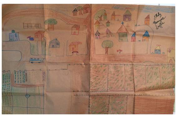 Mapa afetivo feito pelas jovens de Cafuringa