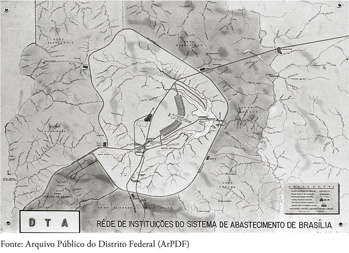 Departamento de Terras e Agricultura. Rede de instituições do sistema de Abastecimento de Brasília, ca. 1959.