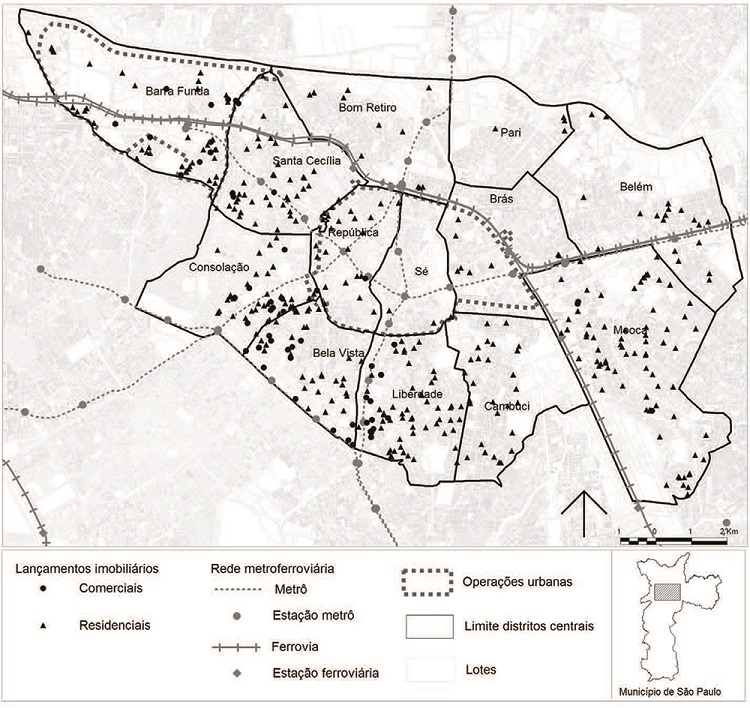 Lan&ccedil;amentos comerciais e residenciais - Distritos centrais - 2001-2013