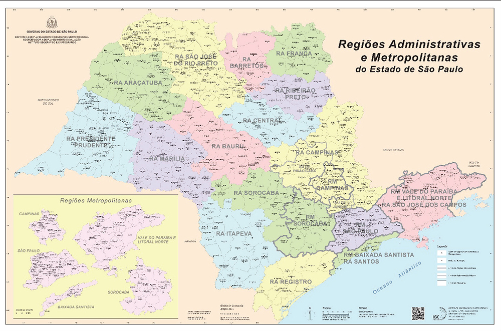 The regionalization of the State of S&atilde;o Paulo into Administrative Regions and Government Regions.