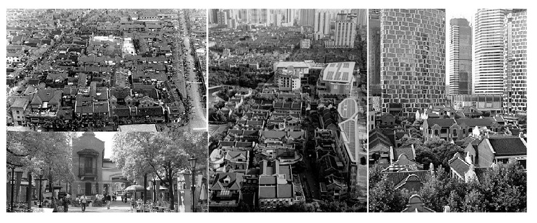 Xin Tian Ti, distrito central antes e depois das reformas.