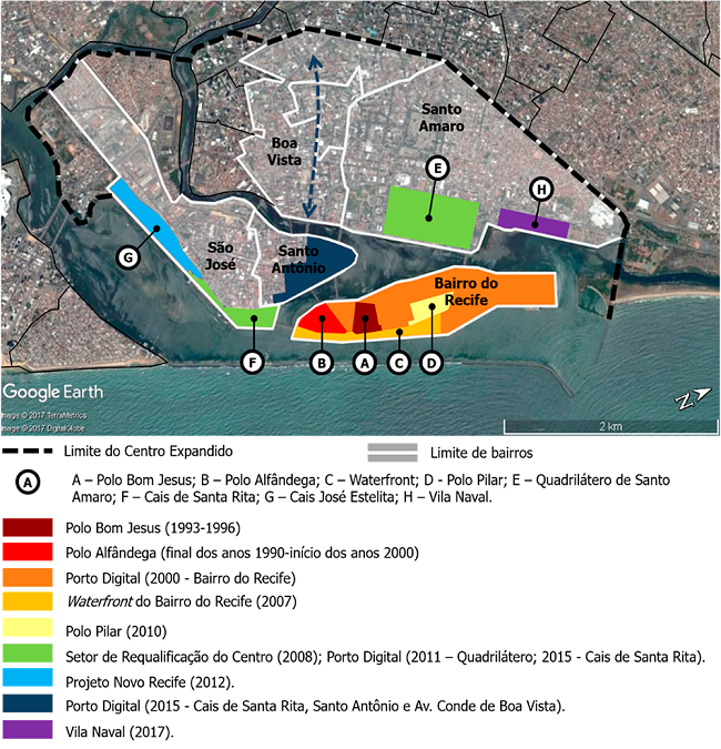Mapeamento das principais interven&ccedil;&otilde;es no Centro Expandido do Recife