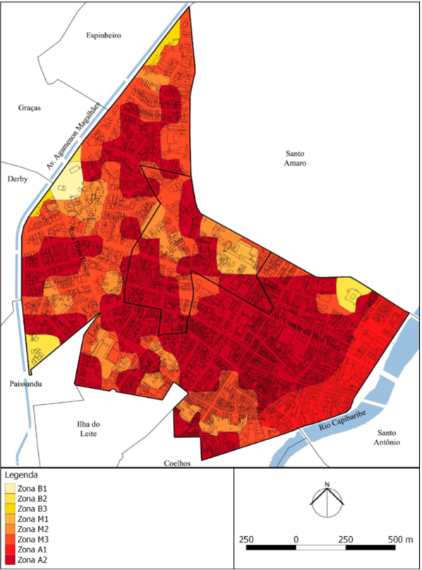 Mapa das microzonas dos bairros Boa Vista e Soledade