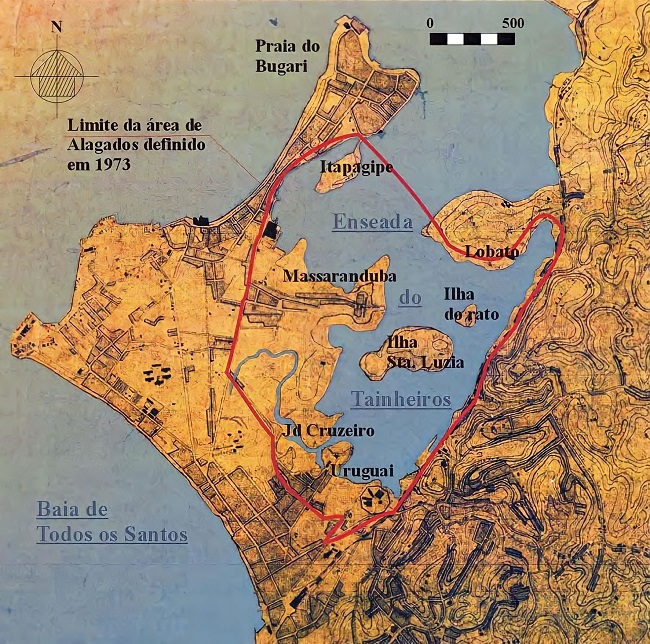 Localização do bairro dos Alagados (1973)