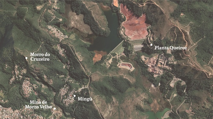 Ming&uacute; e a minera&ccedil;&atilde;o vistos de cima.