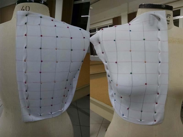 Posicionamento do tecido no manequim.