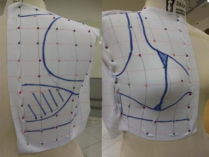Traçado da modelagem sobre o tecido.