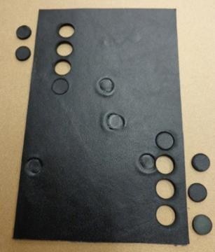 Amostra com os testes feitos na máquina laser