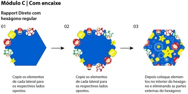 Passo a Passo da constru&ccedil;&atilde;o do M&oacute;dulo C com a t&eacute;cnica Rapport Direto com Hex&aacute;gono regular.