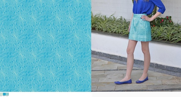 estampa tule, cartela de cores e simulação da estampa