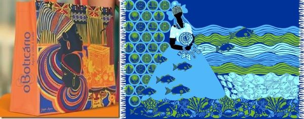 Criações: Sacola Tok&Stok, sacola Boticário e Canga Bali Blue