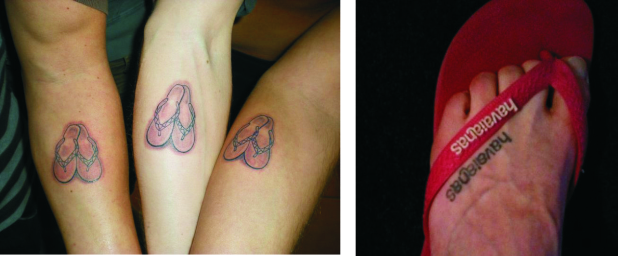  Fotos de tatuagens postadas
no Facebook da Havaianas por fãs da marca.