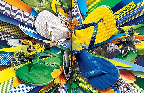 Anúncio de página dupla de
divulgação da Havaianas no exterior, 2009.