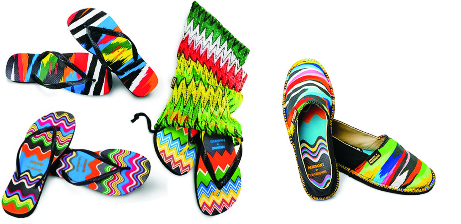 Modelo de Havaianas lançado
pela parceria com Missoni.