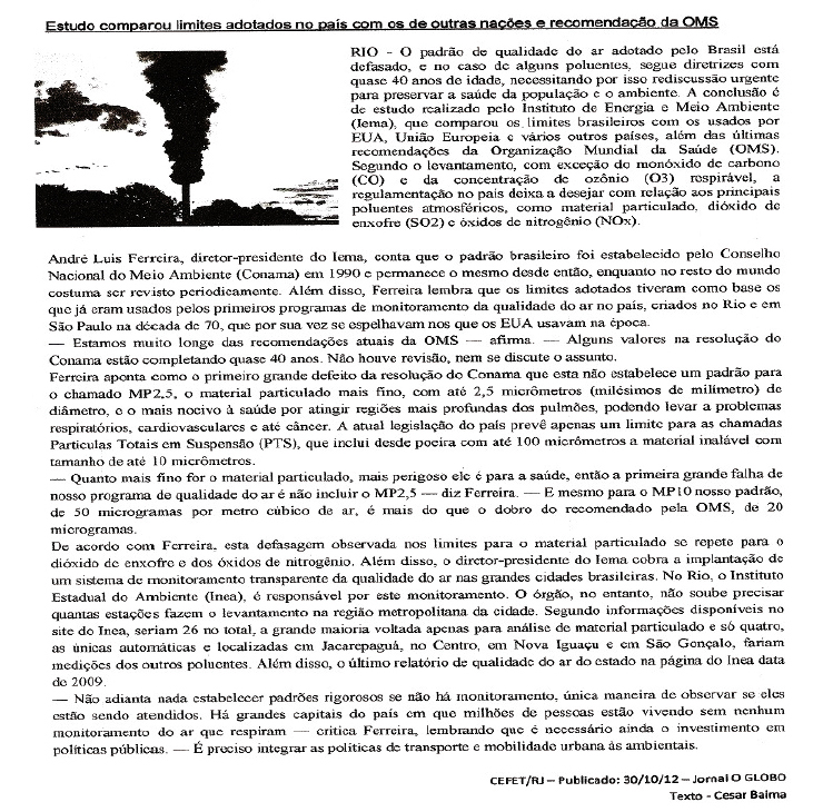 Figura 1: Reportagem extraída do Jornal O Globo