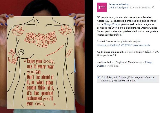 Figura 3: exemplo de postagem divulgando trabalho realizado por estudantes