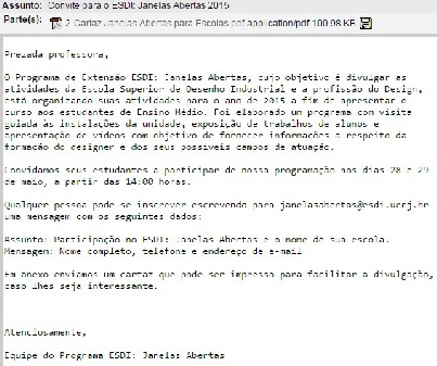 Figura 5: mensagem de convite enviado à comunidade escolar