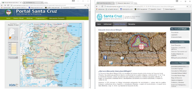 Figura 2: Portales oficiales del Gobierno de la Pela. De Santa Cruz 7 e 8