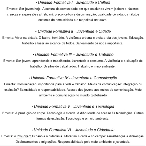 Quadro 1: Estrutura curricular do Curso de Extens&atilde;o de 1014