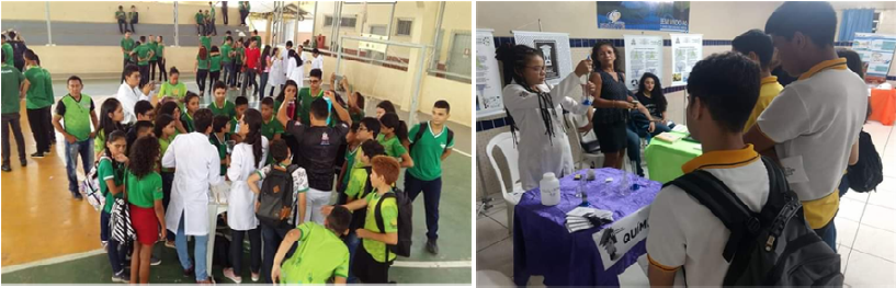 Figuras 1 e 2: Participação dos monitores do projeto em feiras e exposições. Fonte: Arquivo do Campus de Ananindeua-UFPA.