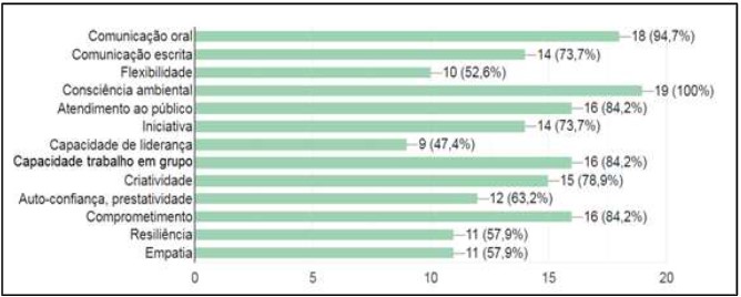 Figura 5 - Habilidades e compet&ecirc;ncias desenvolvidas a partir do Projeto de Extens&atilde;o